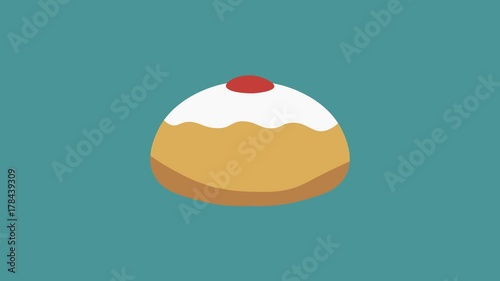 Hanukkah holiday Sufganiyah flat design animation icon