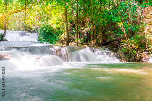 Fototapeta Naklejka Na Ścianę i Meble -  Huay Mae Kamin Waterfall at Kanchanaburi in Thailand
