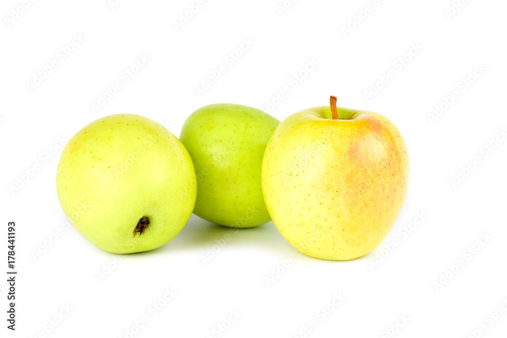 Yellow apples on white background Yellow apples on white background