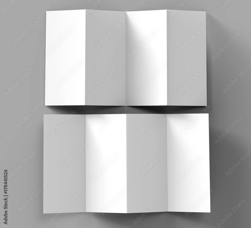 Accordion fold brochure, eight pages four panel leaflet, concertina