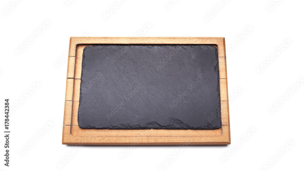 Old stained clean empty rectangular wooden cutting board isolated on white in an oblique low angle view for food placement Old stained clean empty rectangular wooden cutting board isolated on white in an oblique low angle view for food placement