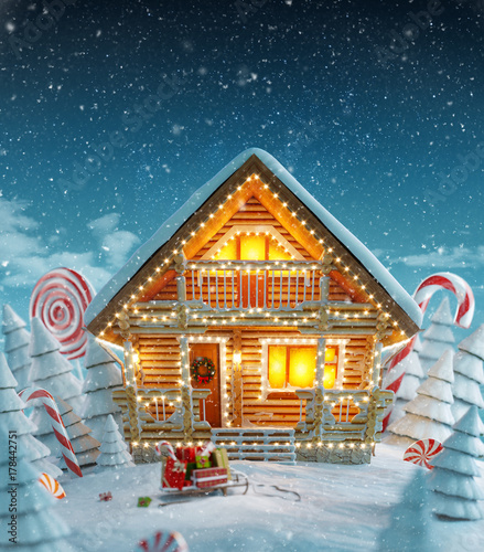 Amazing Decorated log house photo