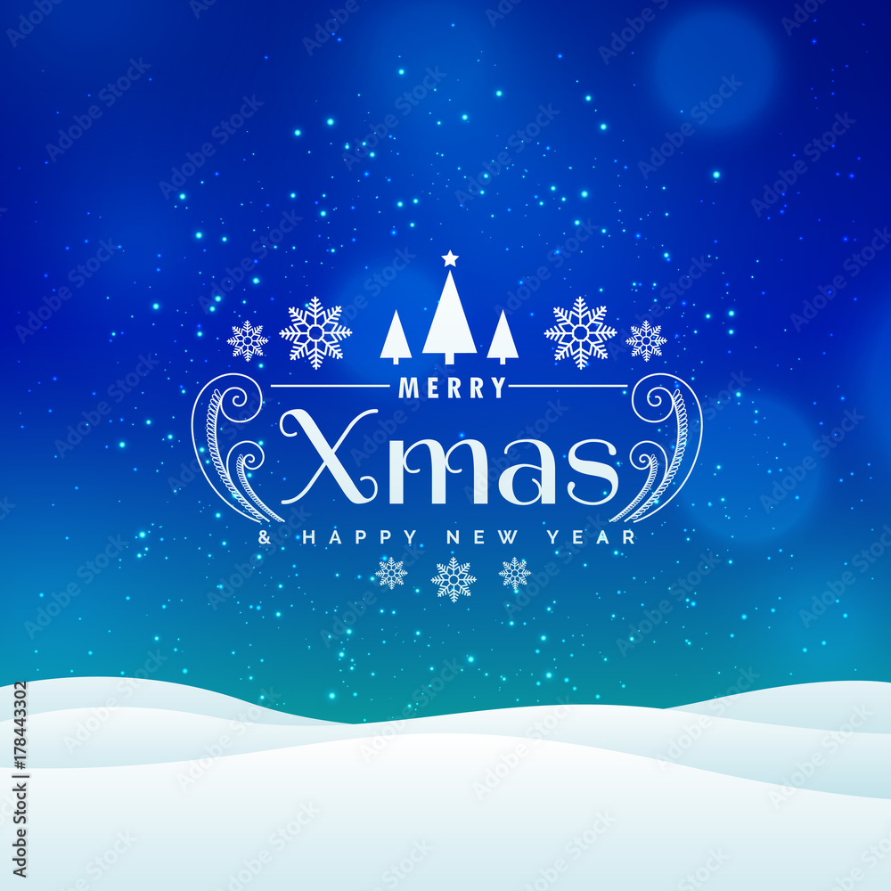 Naklejka premium merry christmas winter landscape design with snow