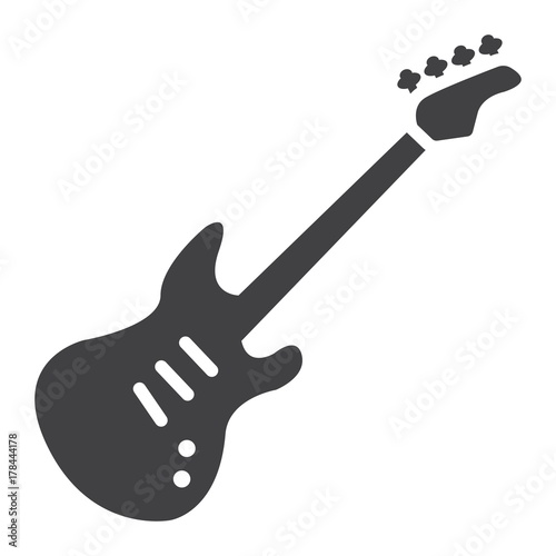Bass guitar glyph icon, music and instrument, sound sign vector graphics, a solid pattern on a white background, eps 10.