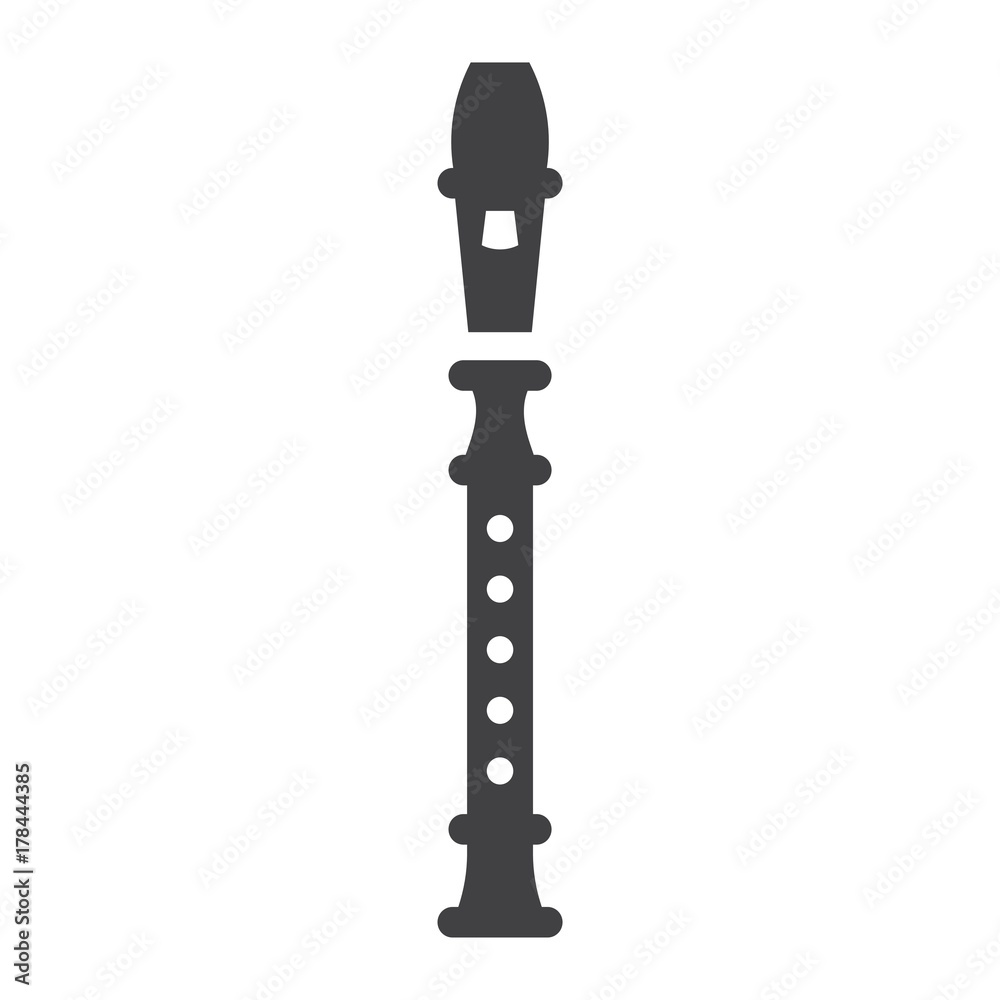 Fototapeta premium Wood flute glyph icon, music and instrument, sound sign vector graphics, a solid pattern on a white background, eps 10.