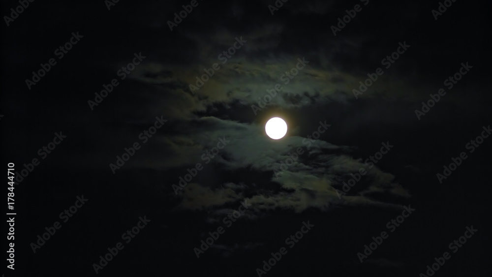 New Moon and Clouds in the Pitchblack Sky New Moon and Clouds in the Pitchblack Sky