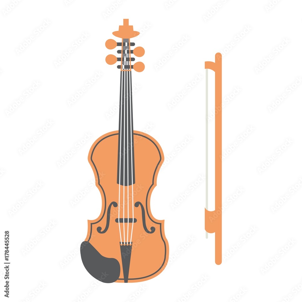 Violin flat icon, music and instrument, sound sign vector graphics, a colorful solid pattern on a white background, eps 10. Violin flat icon, music and instrument, sound sign vector graphics, a colorful solid pattern on a white background, eps 10.