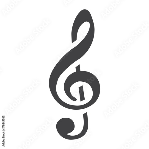 Treble Clef glyph icon, music and instrument, note sign vector graphics, a solid pattern on a white background, eps 10.