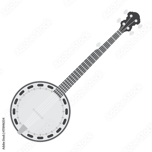 Banjo flat icon, music and instrument, sound sign vector graphics, a colorful solid pattern on a white background, eps 10.