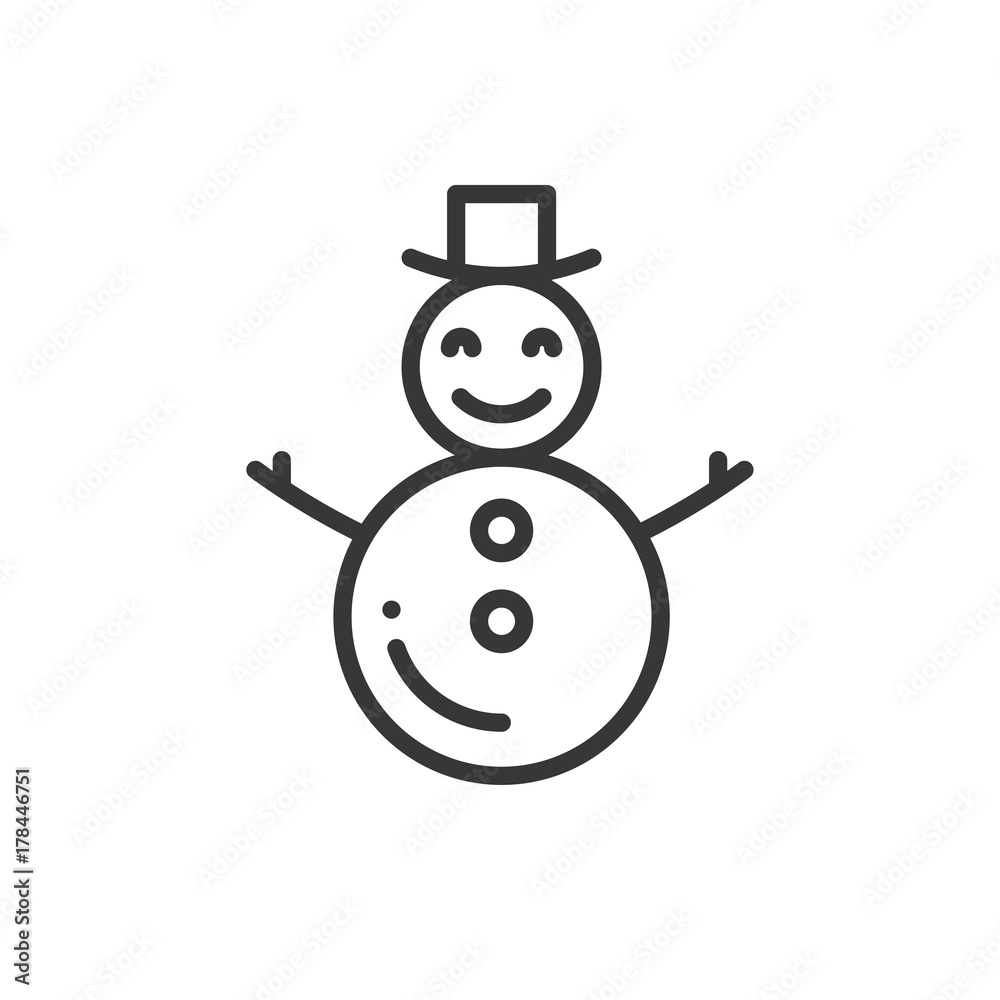 Snowman thin line icons set. New Year celebration outline decorated pictogram. Xmas winter element. Vector simple flat linear design. Logo illustration. Silhouette symbols. Snowman with hat. Snowman thin line icons set. New Year celebration outline decorated pictogram. Xmas winter element. Vector simple flat linear design. Logo illustration. Silhouette symbols. Snowman with hat.