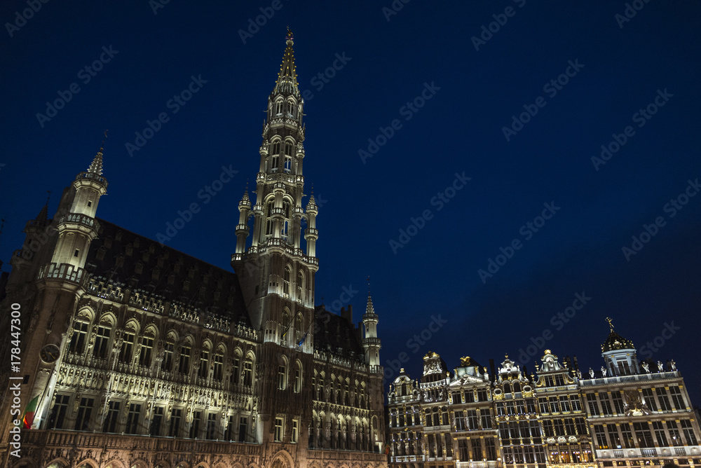 View of the Grand Place at night  in Brussels, Belgium