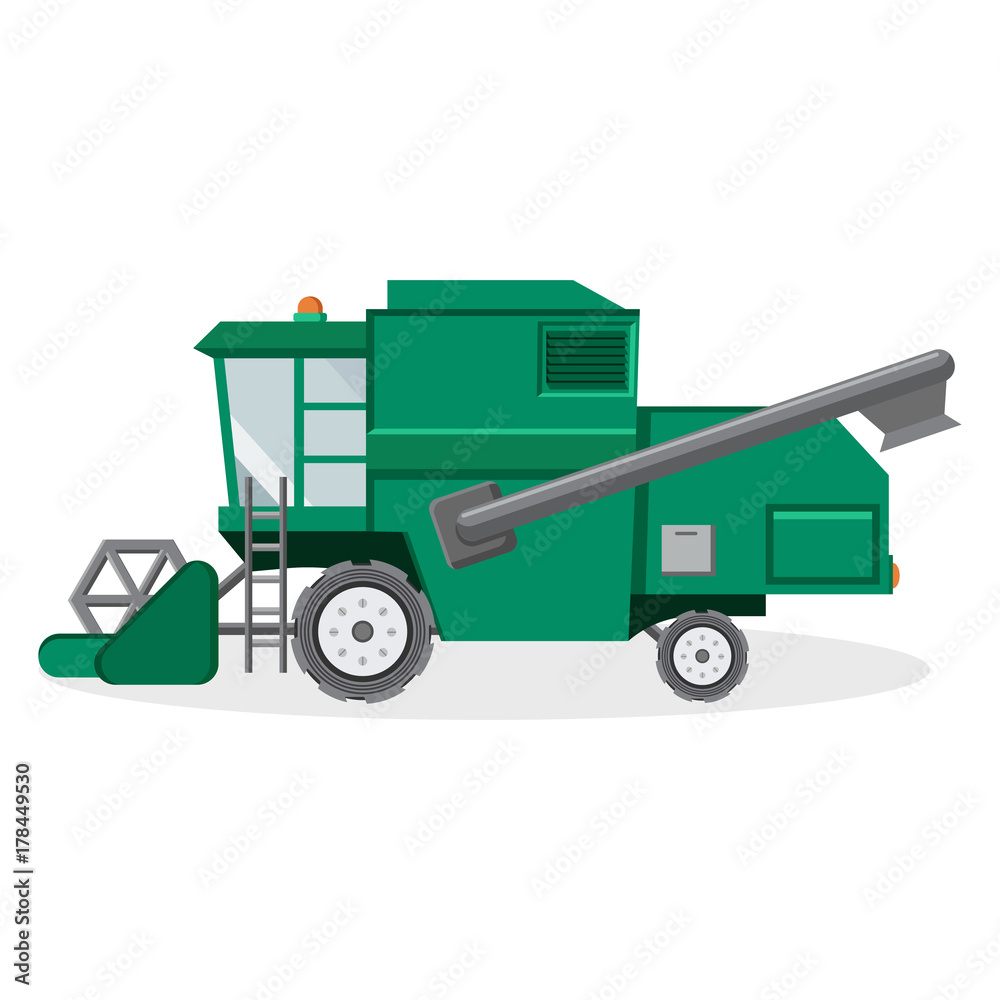 Green Combine Harvester for Farmers Illustration