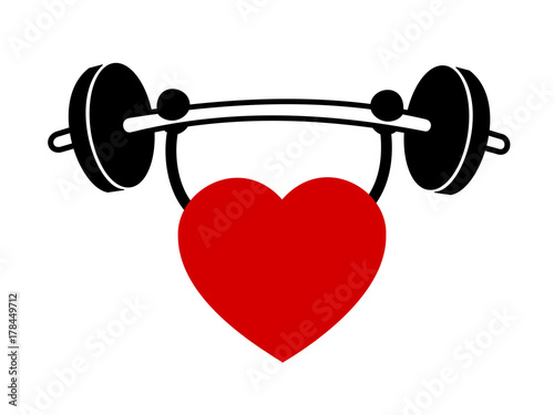 Heart and healthy lifestyle. Fitness, exercise with weights and body training for fit and healthy cardiovascular system. Vector illustration, comics style. 