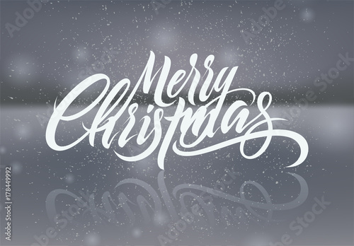 Merry Christmas. Calligraphic Christmas card design. Vector illustration.