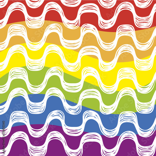 LGBT pride rainbow flag. Vector illustration with Ipanema beach pattern.