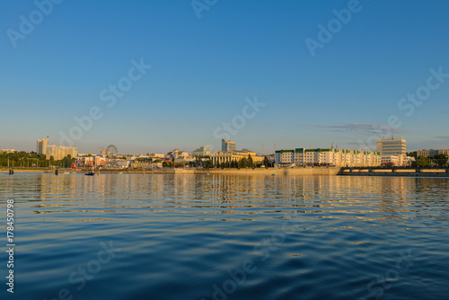 July 20, 2017: Photo of the Cheboksary Gulf. View from the water. Cheboksary. Russia.