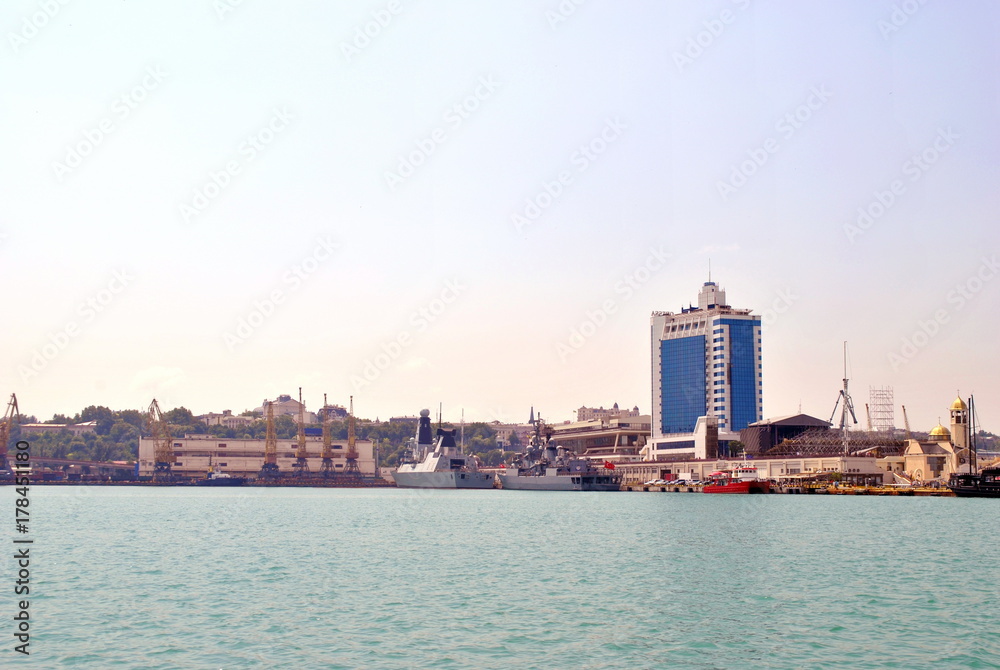 view of the seaport in Odessa