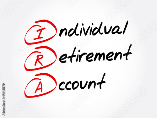 IRA - Individual Retirement Account acronym, concept background