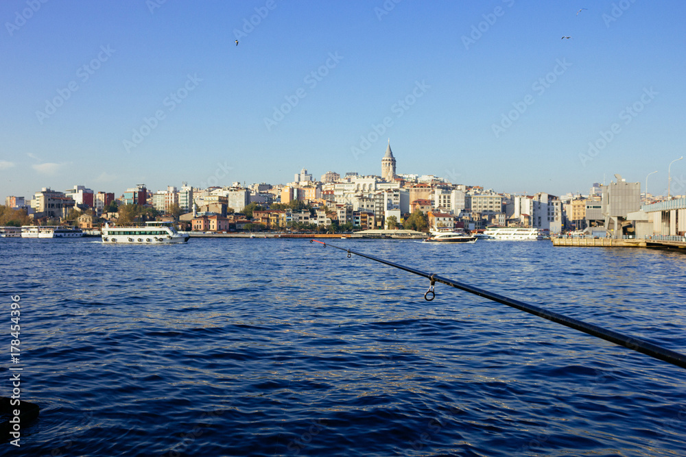 View of Istanbul while fishing