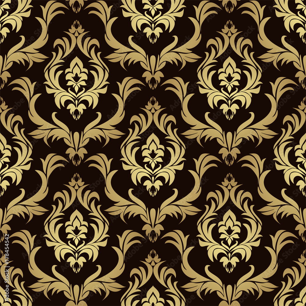 Luxury damask seamless Wallpaper for Design - gold on chocolate Luxury damask seamless Wallpaper for Design - gold on chocolate