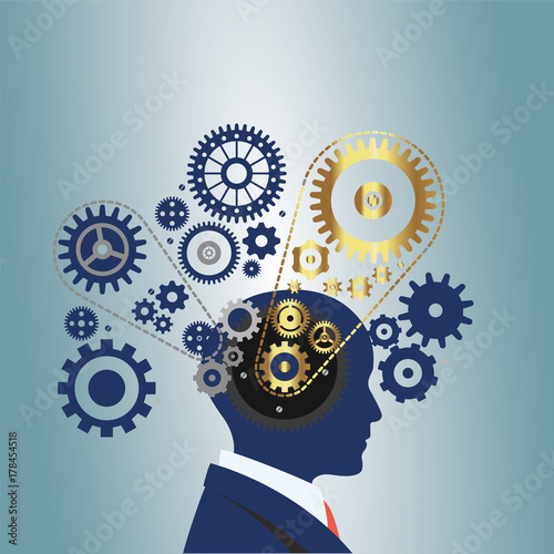 Business man and brain storm.vector illustration