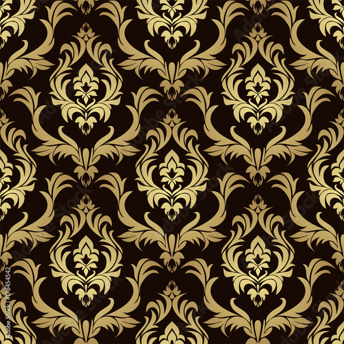 Luxury damask seamless Wallpaper for Design - gold on chocolate