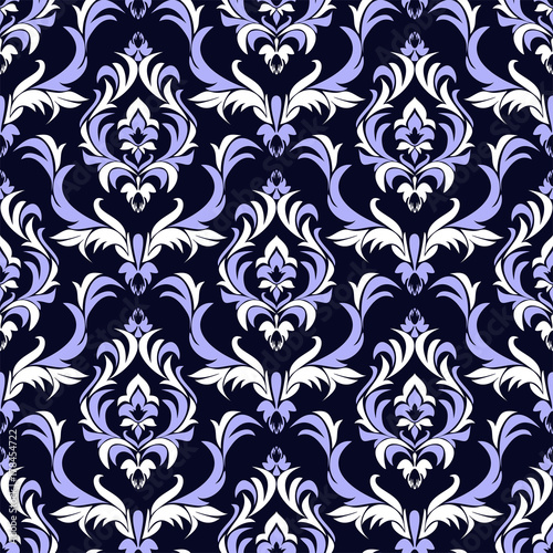 Seamless damask floral Wallpaper for Design. Combination Colors - blue and white