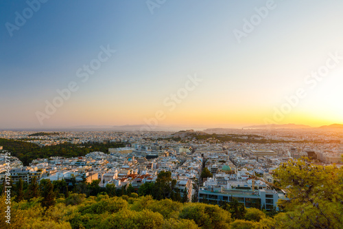 Sunset at Athens, panorma, Acropolis, view from Lycabettus Hill