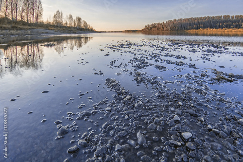 Obraz na płótnie Autumn river landscape. Horizontal background w salonie