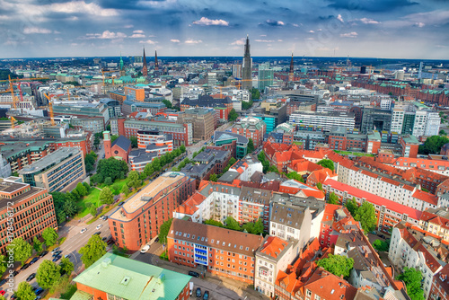Hamburg aerial view from St Michael Church
