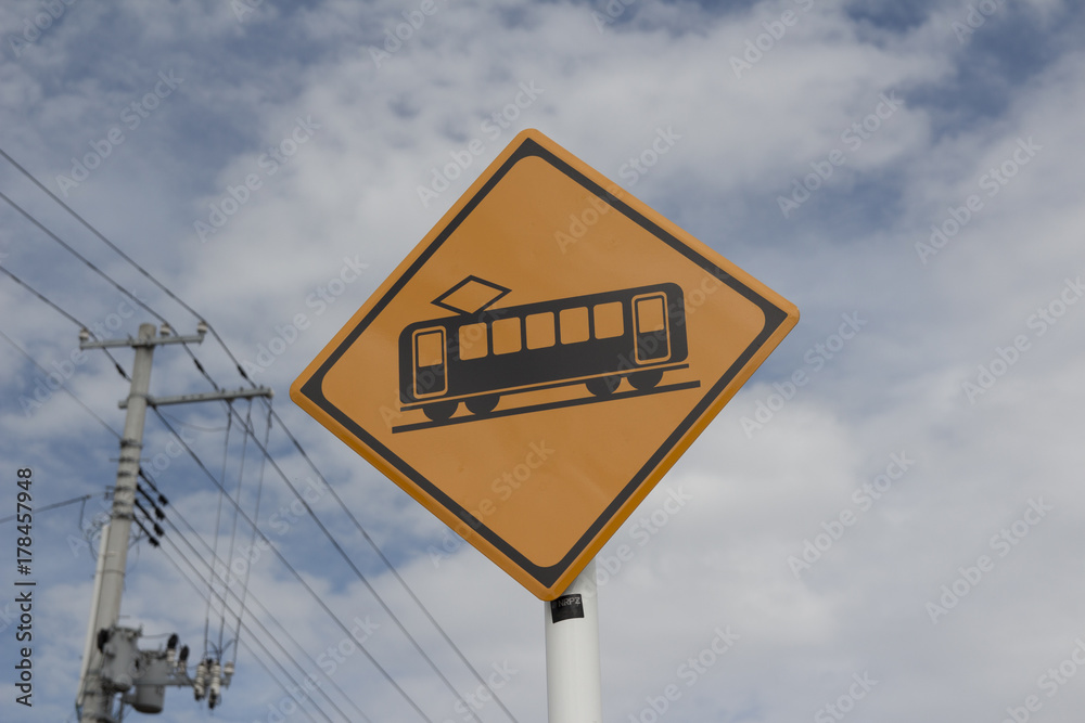 Obraz premium 踏切の標識