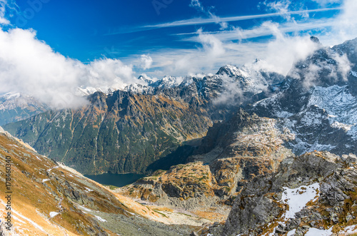 Fototapeta Naklejka Na Ścianę i Meble -  Tatra mountains panorama, cloudy sunny day