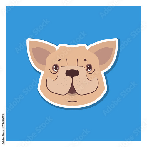 Canine Smiling Face of French Bulldog Drawn Icon