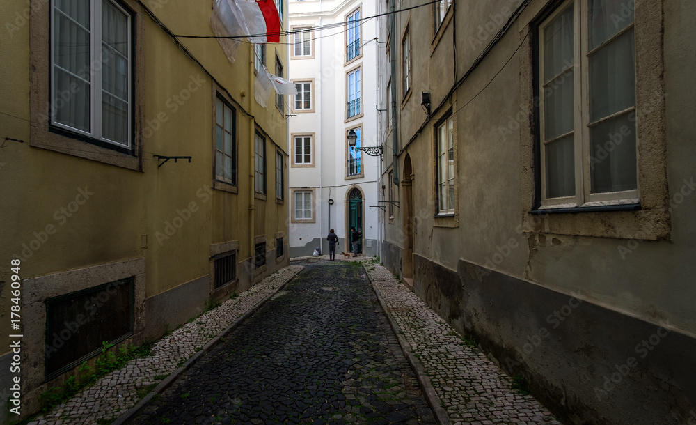 Streets and squares of old Lisbon. Portugal.