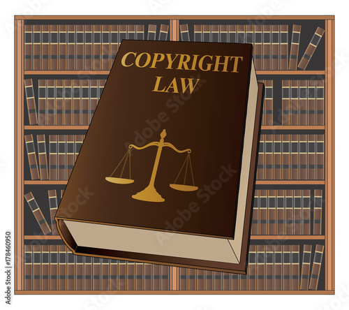 Copyright Law is an illustration of a copyright law book used by lawyers and judges. Represents legal matters and legal proceedings.