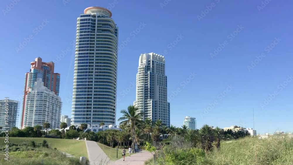 South Pointe park panoramic view. Miami attracts 15 million people annually. South Pointe park panoramic view. Miami attracts 15 million people annually.