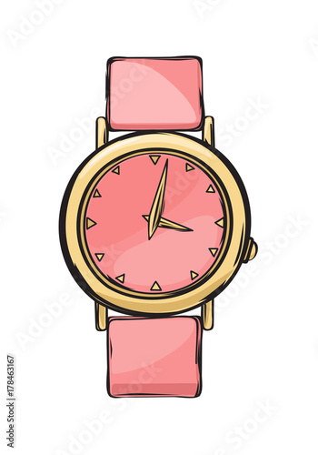 Pink Glamorous Women Watch Isolated Illustration