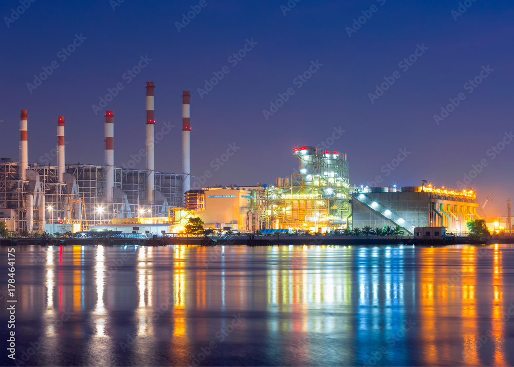 The thermal power plant,Energy power station during twilight time.