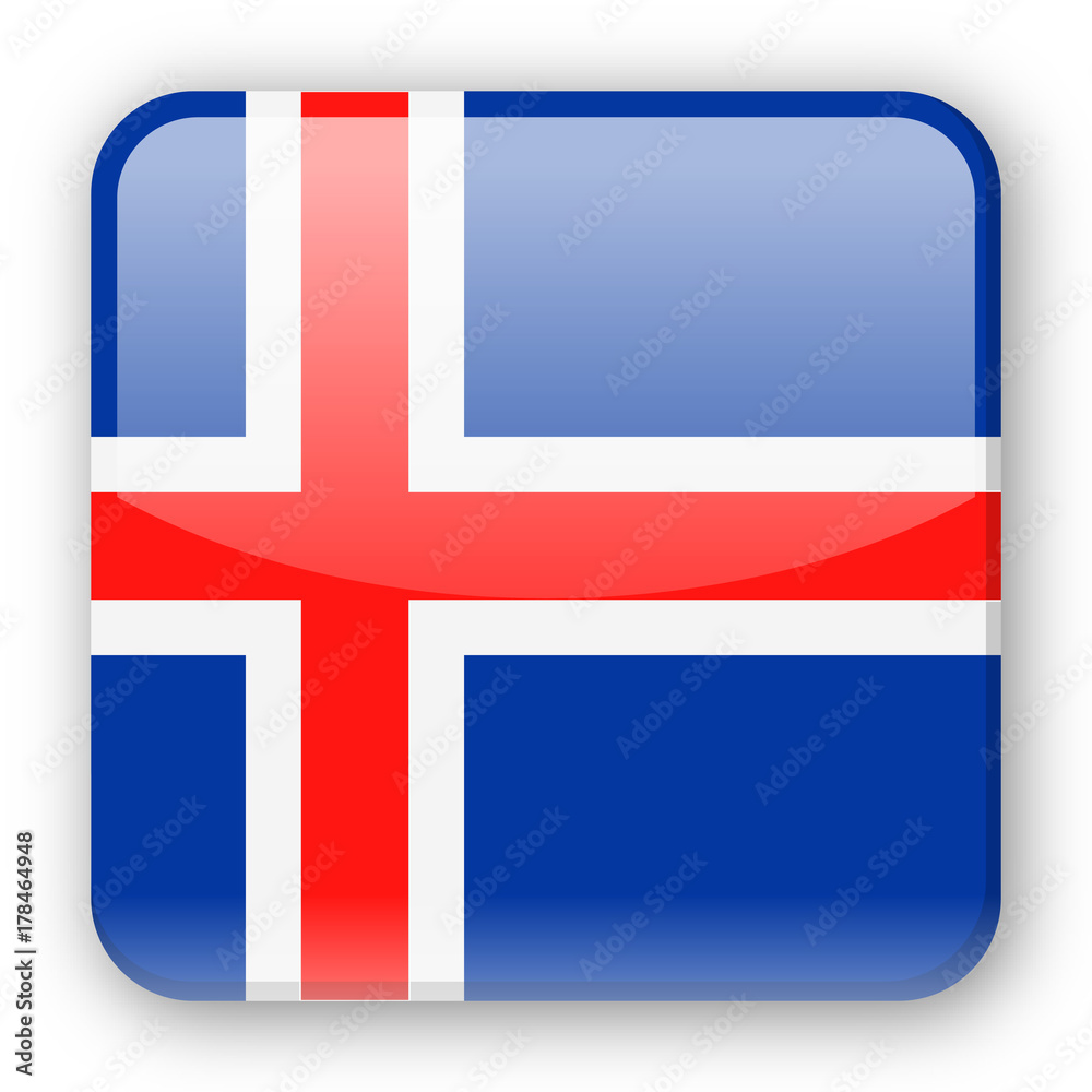 Obraz premium Iceland Flag Vector Square Icon