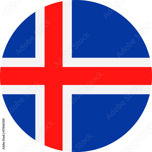 Iceland Flag Vector Round Flat Icon