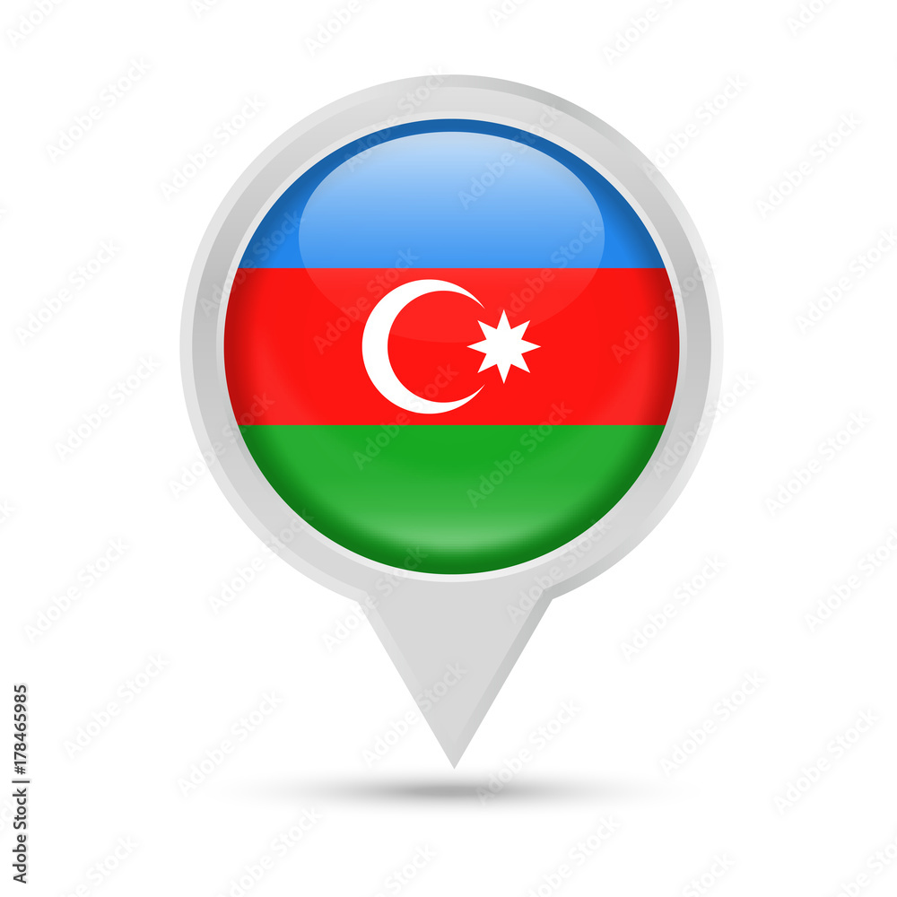 Azerbaijan Flag Round Pin Vector Icon Azerbaijan Flag Round Pin Vector Icon