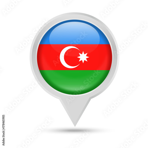 Free Download Azerbaijan Flag Round Pin Vector Icon - GFXLoad