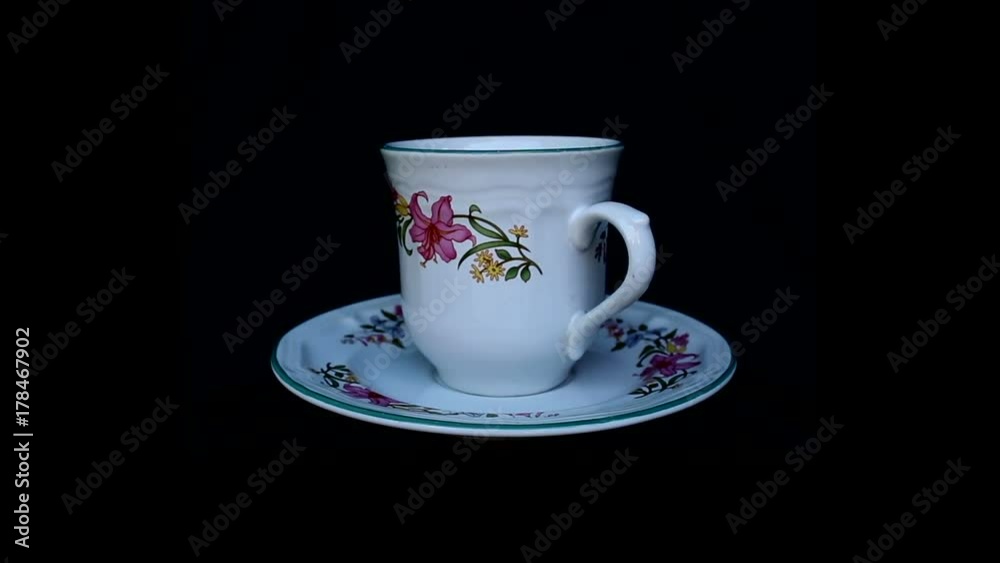 coffee cup rotation on isolated black coffee cup rotation on isolated black