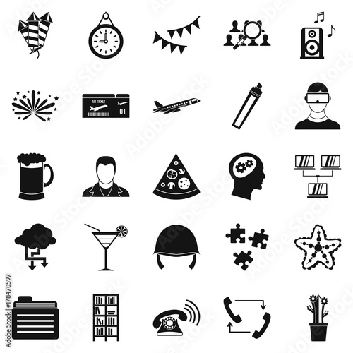 Joint business icons set  simple style