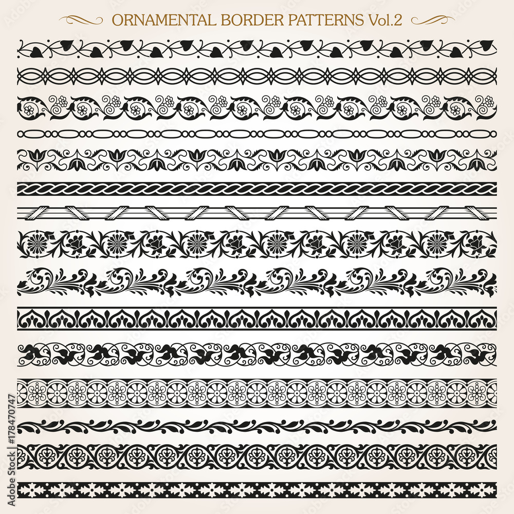 Ornamental border frame line vintage patterns 2 vector