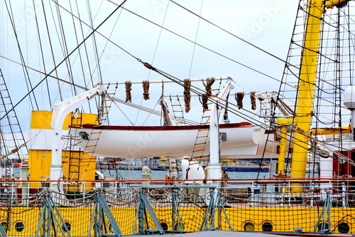 Constanta harbor at Black Sea. Mast. Marine Ship-School 
