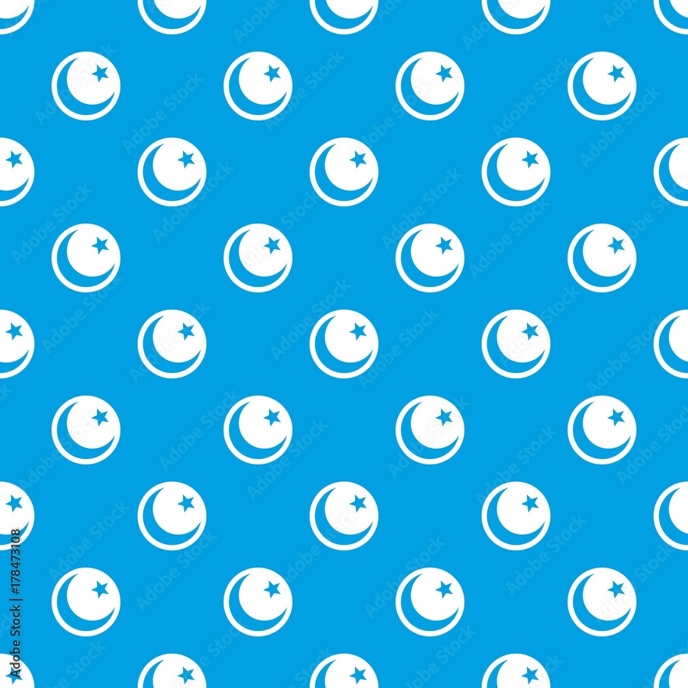 Crescent and star pattern seamless blue Crescent and star pattern seamless blue