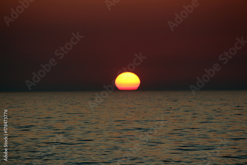 Fototapeta Naklejka Na Ścianę i Meble -  The sunken Sun in the North Sea, Ostend.