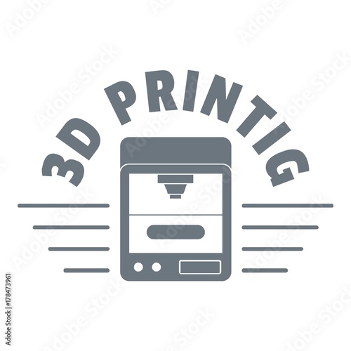 3d printing logo, simple gray style
