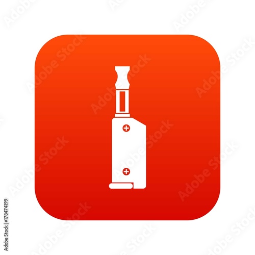 Electronic cigarette with mouthpiece icon digital red